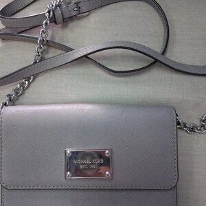 Michael Kors Gray Silver Chain Handbag Messenger Crossbody